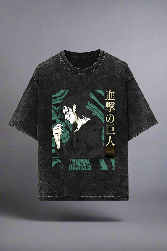 Eren Yeager Acid Wash Oversized T-shirt